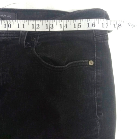 Levi’s Jeans 505 Straight High Rise Women 12 Medium Fit 34x29 Mid Black Distress - Picture 8 of 15